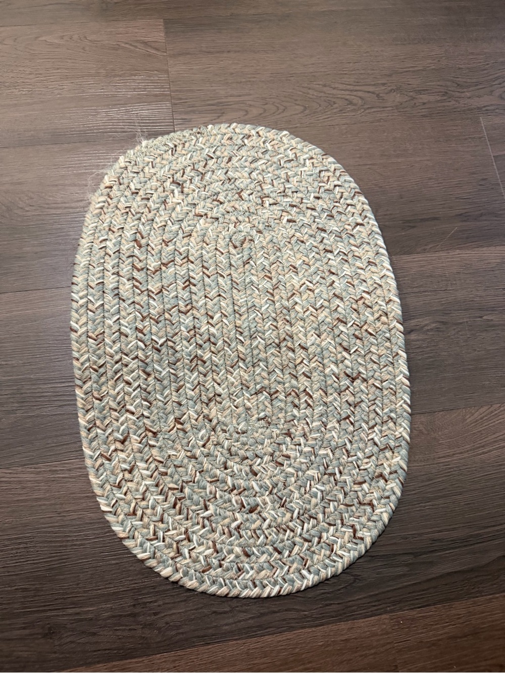 Capel Rugs Woven Oval Braided Rug in Natural & Light Blue